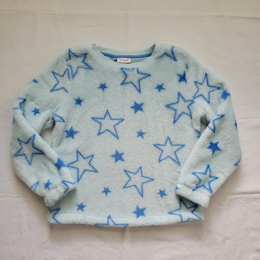 Cat & Jack Fleece Jogger Pants Set Pink Tie Dye Blue Star Sweater Girls L Cozy